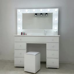 Mueble Para Maquillaje Espejo Hollywood Make Up 1.20m Blanco