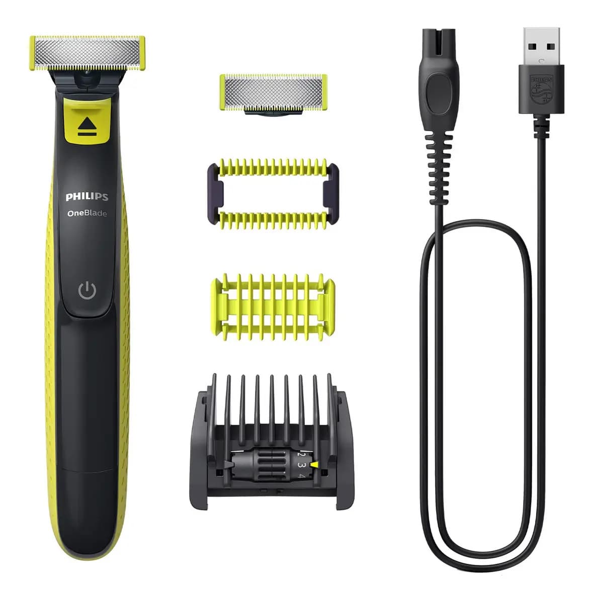 Philips Oneblade Qp2824/20 Cara Y Cuerpo, Peine Guía Ajustable 5 En 1, Recortadora, Perfiladora Y Afeitadora, Cuchillas De Acero Inoxidable, Uso 45 Min, Resistente Al Agua (ipx7), Uso Seco / Húmedo
