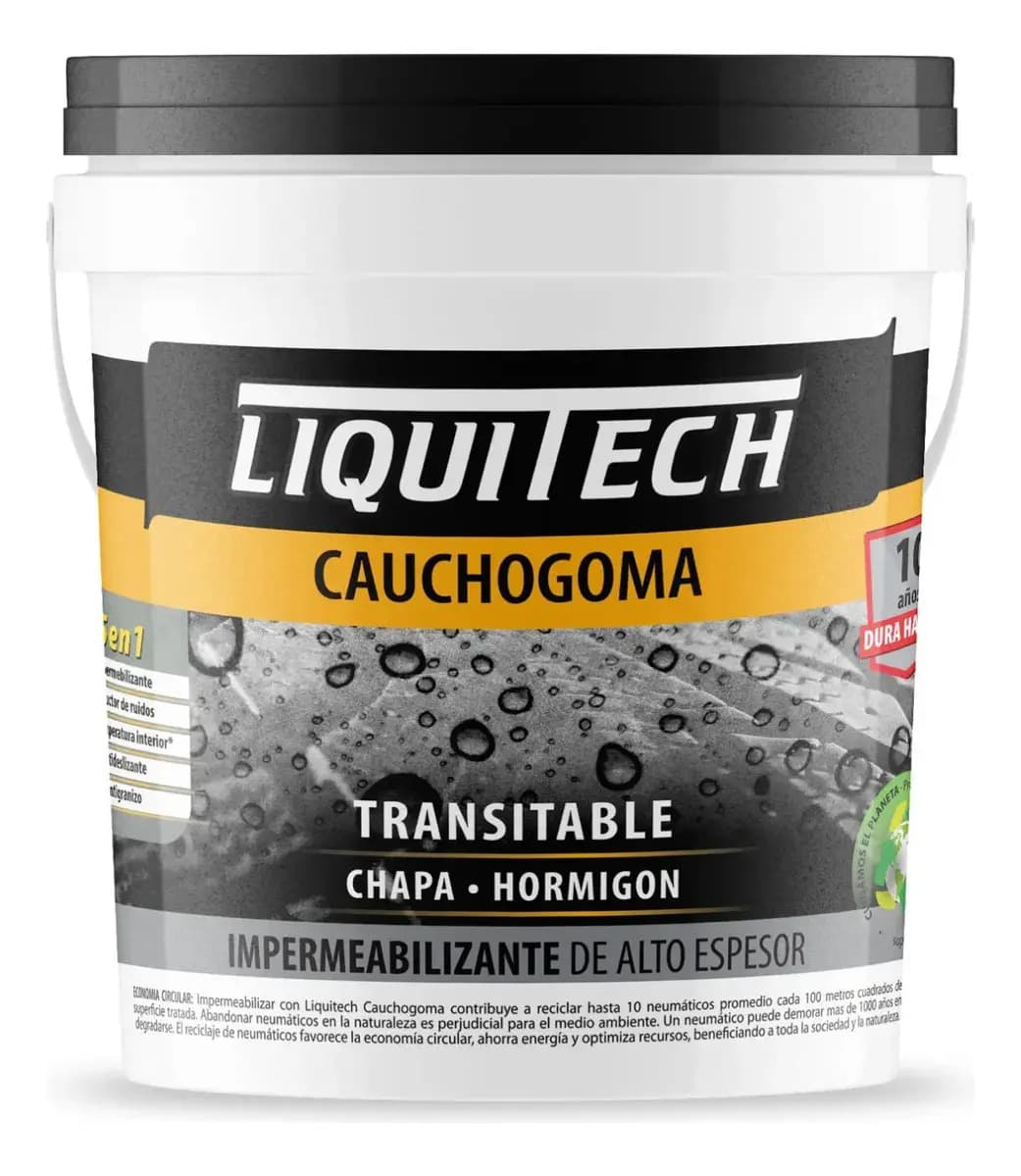 Membrana Caucho Goma Impermeabilizante Techos 4kg Acabado Mate Color Negro