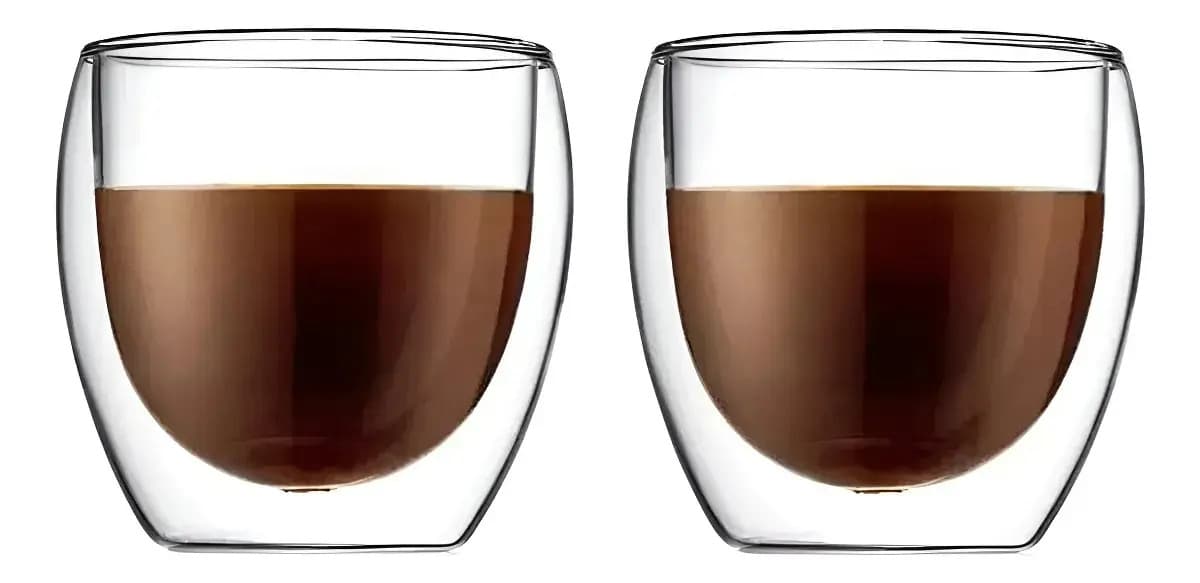 Set X2 Tazas Café Vidrio Doble Pared Borosilicato Espresso 150ml | Ideal Capuchino Latte Té Diseño Elegante | Resistente Calor Apto Lavavajillas Cocina Hogar Oficina Levys Bazar
