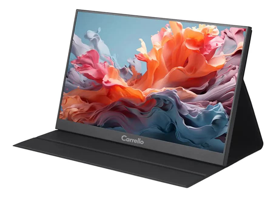 Monitor Portátil 15,6 Full Hd 1080p Ips 60hz Carrello + Funda Soporte Protectora - Extensión Pantalla Gamer Notebook Consola - Color Negro