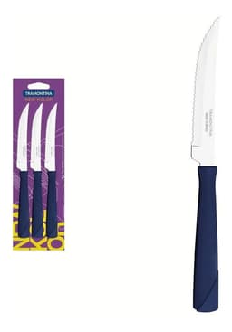Juego de cuchillos para barbacoa Tramontina New Kolor de 3 piezas, color azul