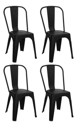 Sillas Tolix X4 Estilo Industrial Color Negro Fibra Importada Gardenlife