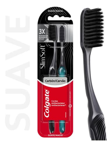 Pack X2Unidades Cepillo Dental Colgate Slim Soft Black