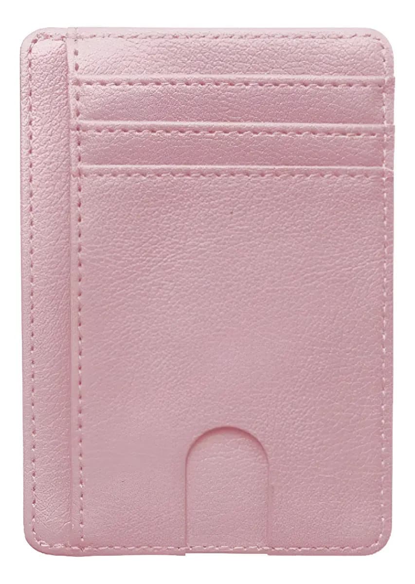 Billetera Y Tarjetero De Fibra De Carbono Rfid Minimalista Color Rosa Diseño de la tela Cuero Sintético