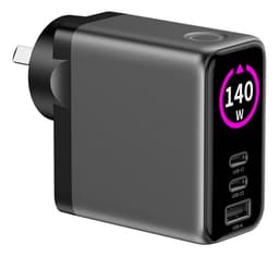 Cargador Ultra Rapido Con Display 140w Carga Rapida Usb-c Plateado