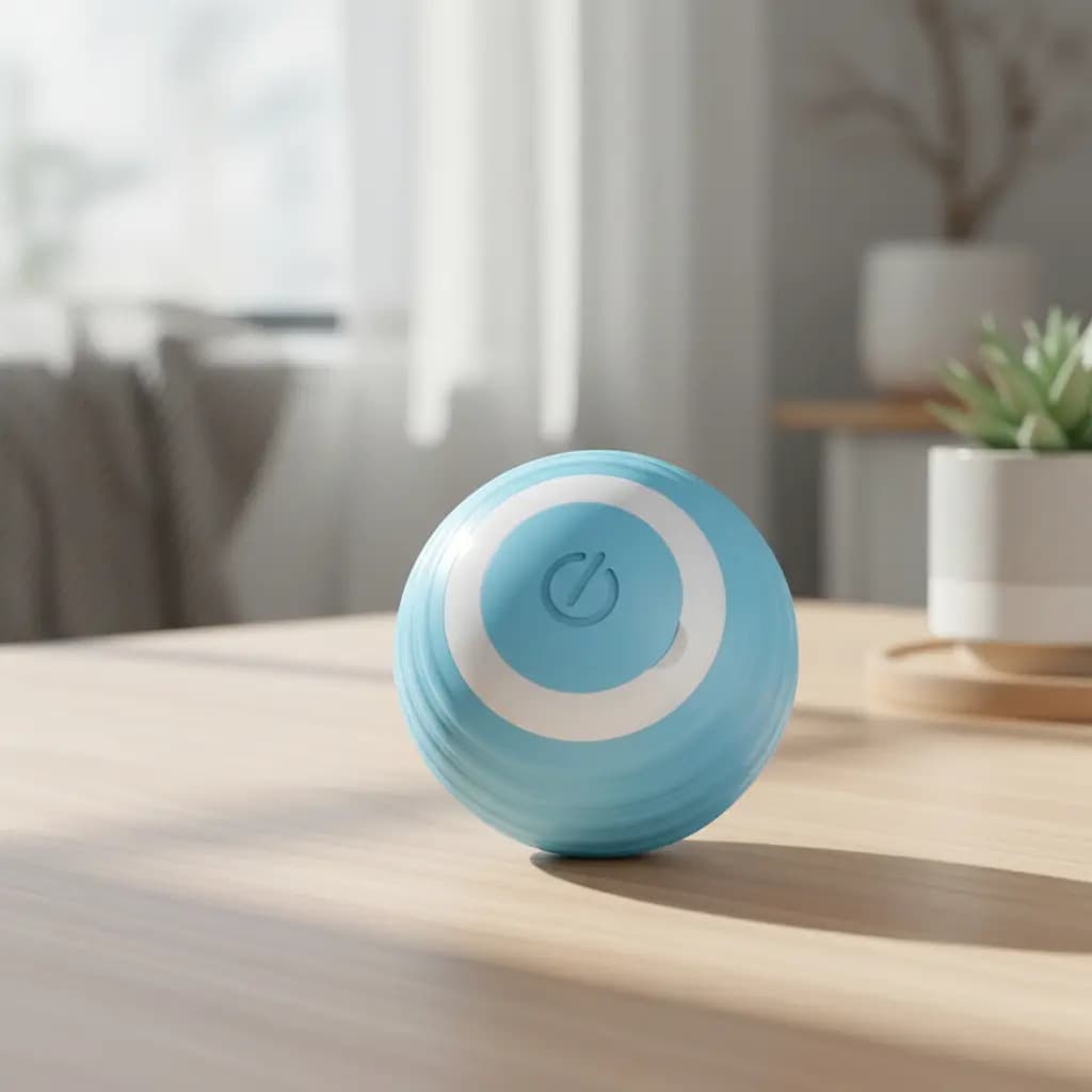 Juguete Interactivo Para Gatos Bola Inteligente Recargable Automática Con Movimiento Autonomo Antichoque Luz LED Antiestrés Auto-Rodante USB Silenciosa Para Gatitos y Adultos Color Celeste