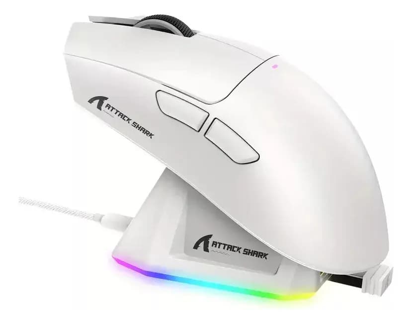Mouse gamer X11 Attack Shark Tri Mode 22000 dpi Paw3311 Dock color blanco