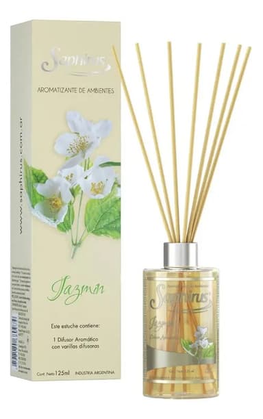 Difusor con Varillas Saphirus Fragancia Jazmin x 125ml