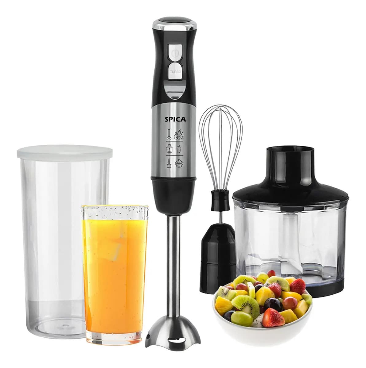 Mixer Minipimer Multiprocesadora Spica Sp-640 Batidora Color Negro