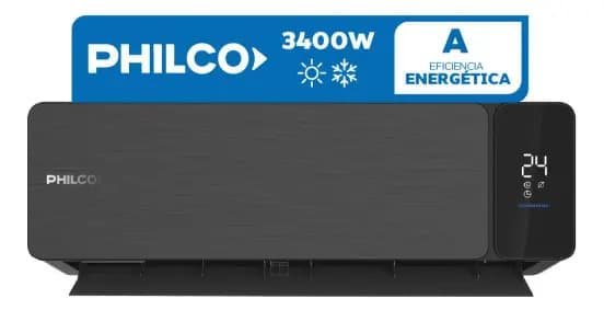 Aire Acondicionado Split Frío Calor Philco 2924 frigorias 3400 Watts Negro Phbks34ha6an