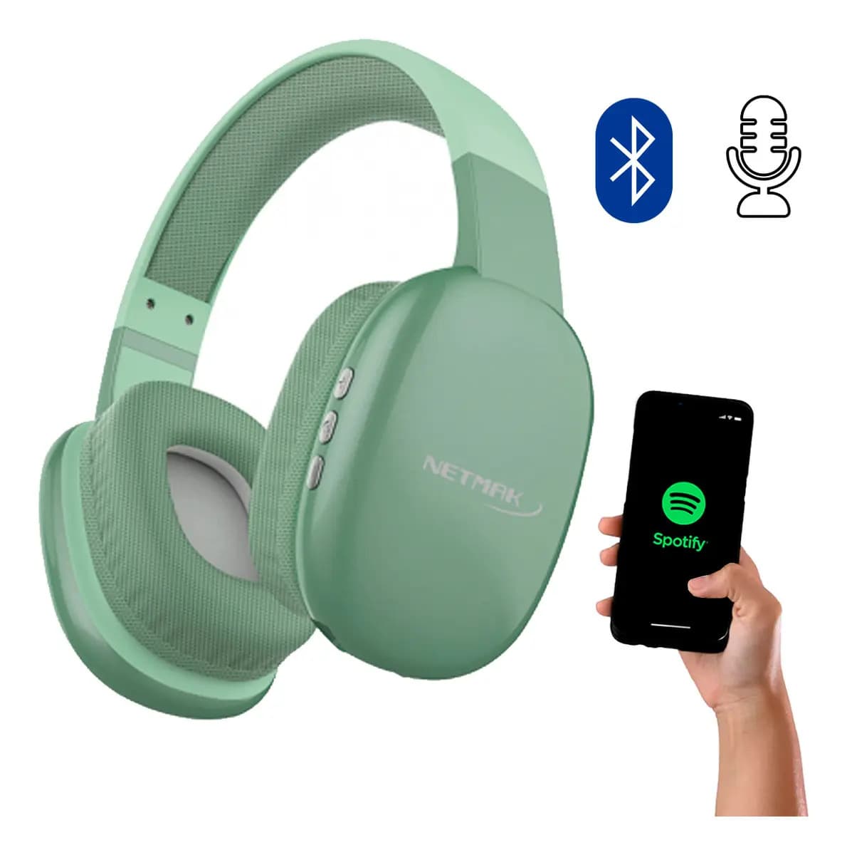 Auriculares Inalámbricos Netmak NM-VOLT Verde Bluetooth Dual Over-ear Urbano
