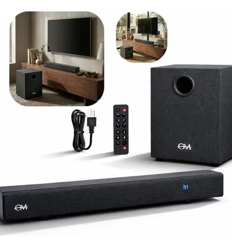 Barra De Sonido + Woofer 60w Con Bluetooth Musica Negro