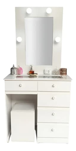 Mueble Para Maquillaje Espejo Hollywood Inmediata Blanco