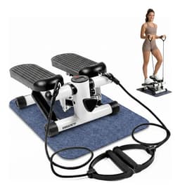 Mini Escalador Stepper Monitor + Alfombra Sujeccion + Bandas Blanco