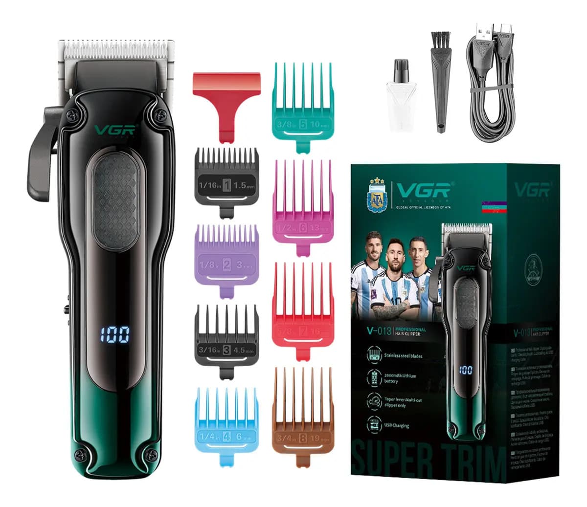 Máquina Cortar Pelo Clipper Profesional Vgr V-013 Recargable Color Verde