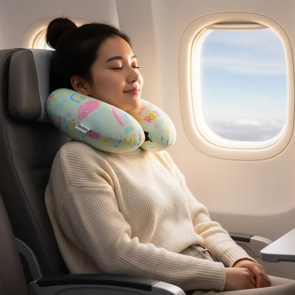Almohada Para Viaje Cuello Cervical Relax Microperlas Color Rainbow Diseño De La Tela Liso