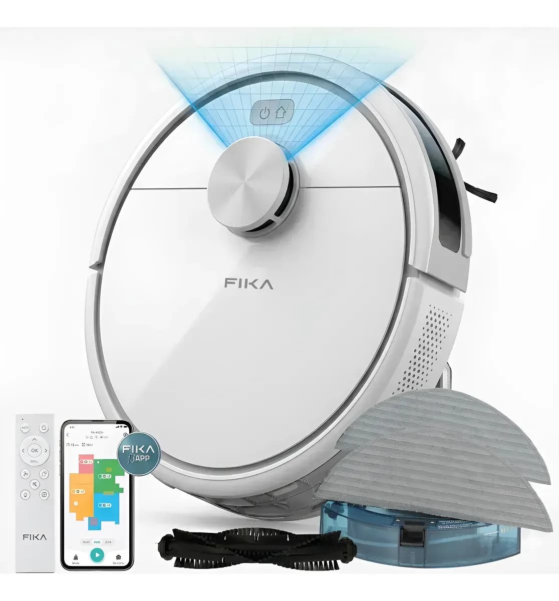 Aspiradora Robot Trapeadora Fika Navegación Laser Mapeo Lds Orbital App Wifi Color Blanco