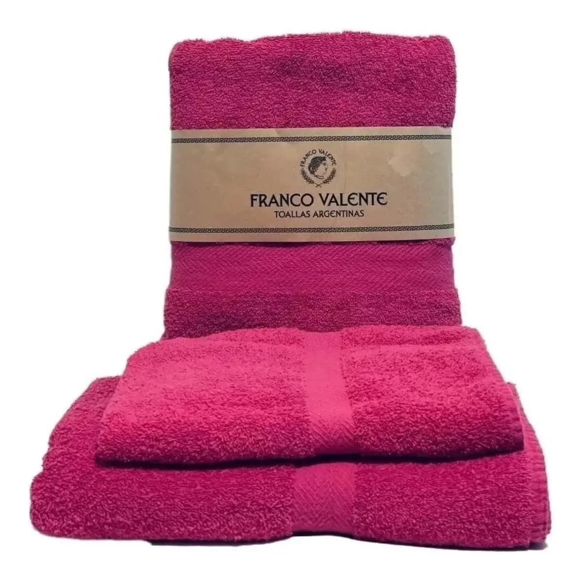 Juego Toalla Y Toallon Franco Valente Liviano 400 Gramos Color Hot Pink Lisa