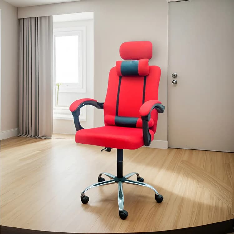 Silla Gamer LOL Reclinable con Soporte Lumbar — Malla Roja