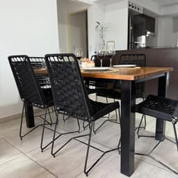Silla de Comedor Tulum Max Entrelazada con Respaldo Alto Negra