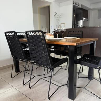 Silla de Comedor Tulum Max Entrelazada con Respaldo Alto Negra