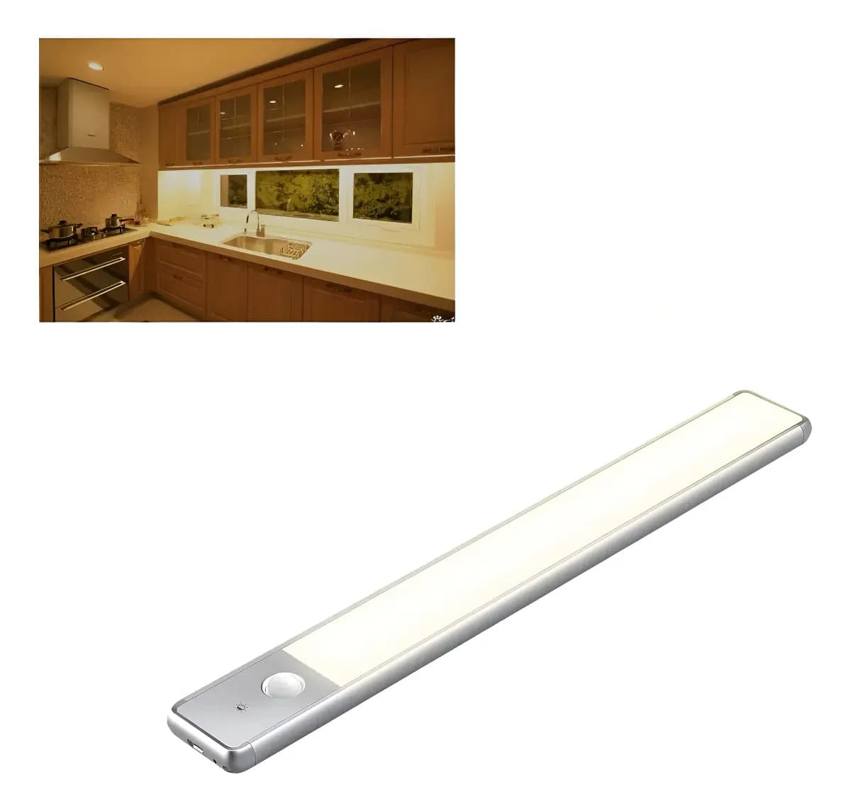 Barra Luz Led 60 Cm Aluminio Usb Recargable Con Sensor De Movimiento Bajo Alacena Cocina Veoquiero