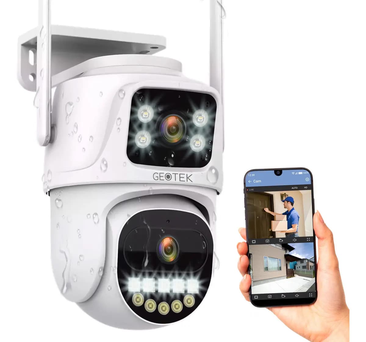 Camara Seguridad Ip Wifi Domo Doble Exterior Vision Nocturna Color Blanco