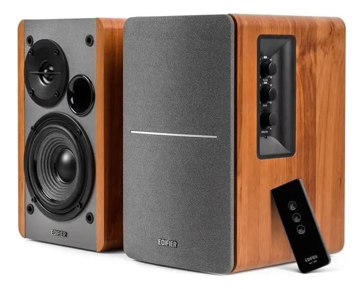 Edifier R1280T Parlantes Multimedia 2.0 de 42W Rms con Entradas de línea RCA para Bandeja Tv con Control Remoto color Marrón