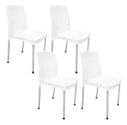 Pack 4 Sillas Plásticas Saglietti Nova Blancas Apilables Para Jardín