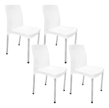 Pack 4 Sillas Plásticas Saglietti Nova Blancas Apilables Para Jardín
