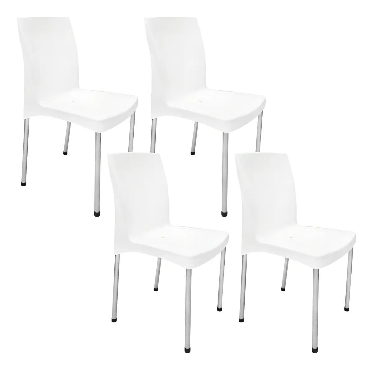 Pack 4 Sillas Plásticas Saglietti Nova Blancas Apilables Para Jardín