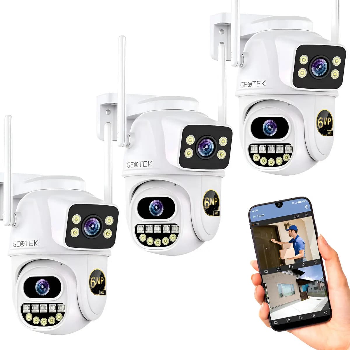 Kit 3 Camaras Seguridad Ip Wifi Domo Doble Exterior Nocturna Color Blanco A33