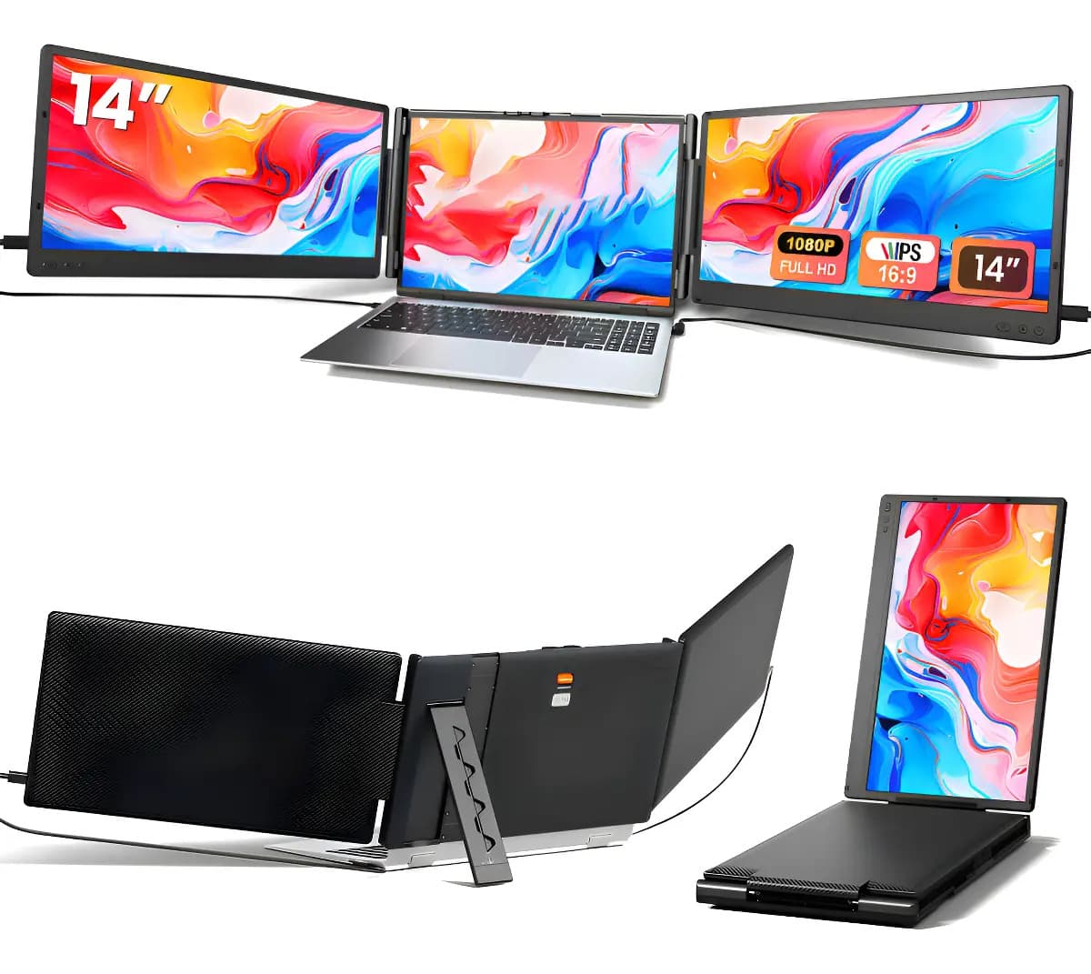Monitores Portátil Cevaton T2Pro 14 Inch gamer 1080P FHD USB-C/HDMI Con Windows Mac os android linux chrome