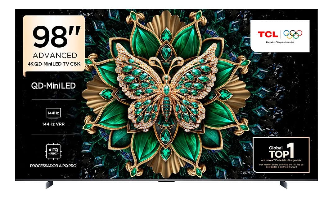 Smart TV TCL 98 QD-Mini LED mate 4K Android WiFi Bluetooth 4 HDMI Google TV 144 Hz Vrr Hdr10+ 98c6k