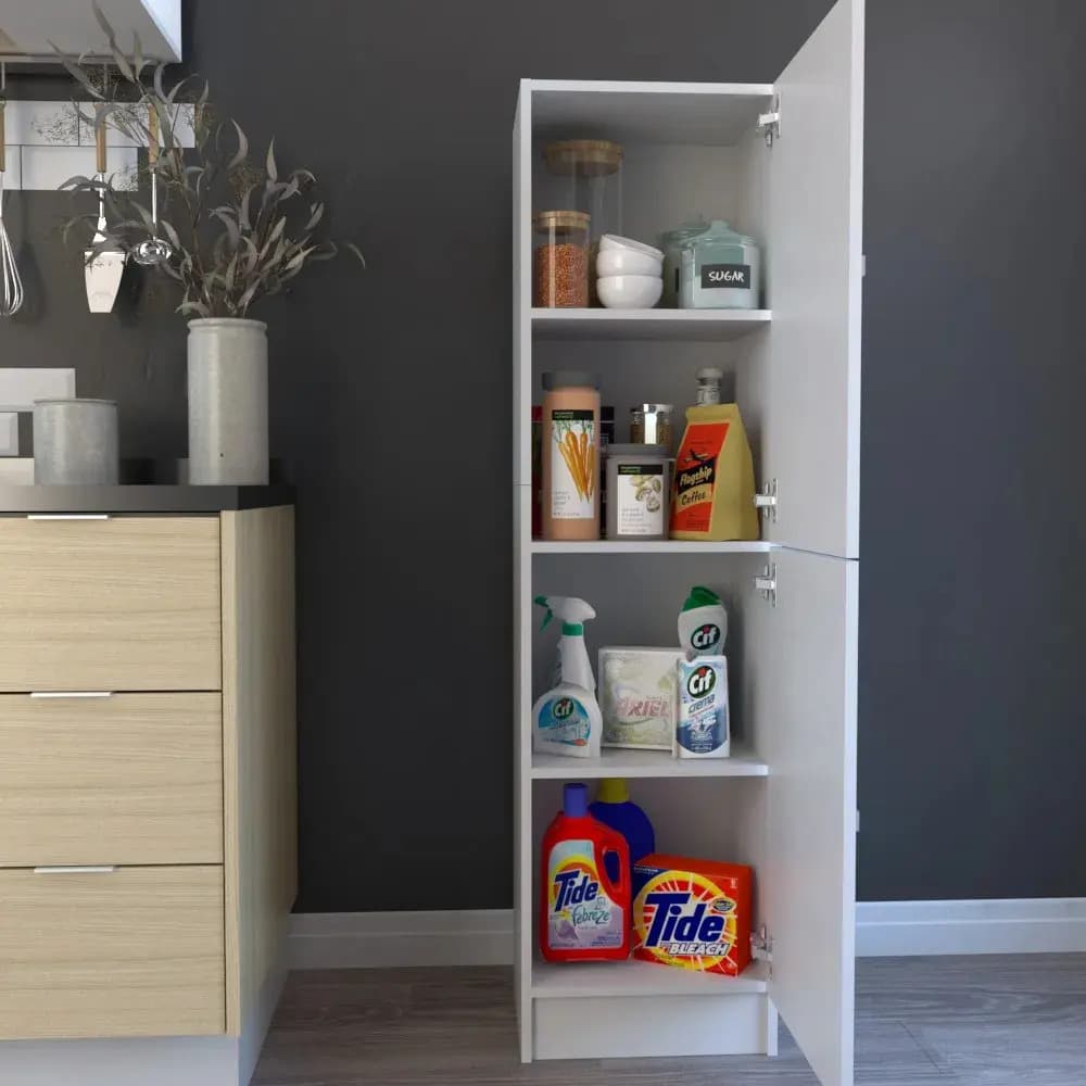 Despensero de Melamina Blanco con 2 Puertas para Cocina y Hogar
