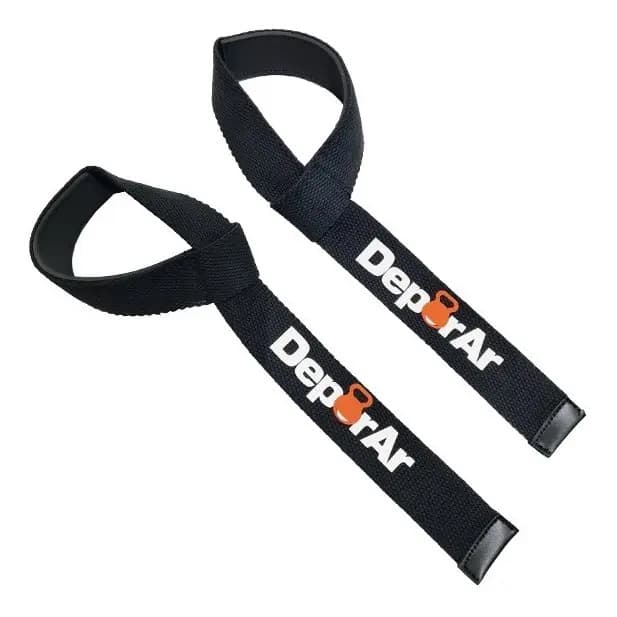 Cintas Agarre Powerlifting Straps Cross Gym 2 Unid Deporar Color Negro