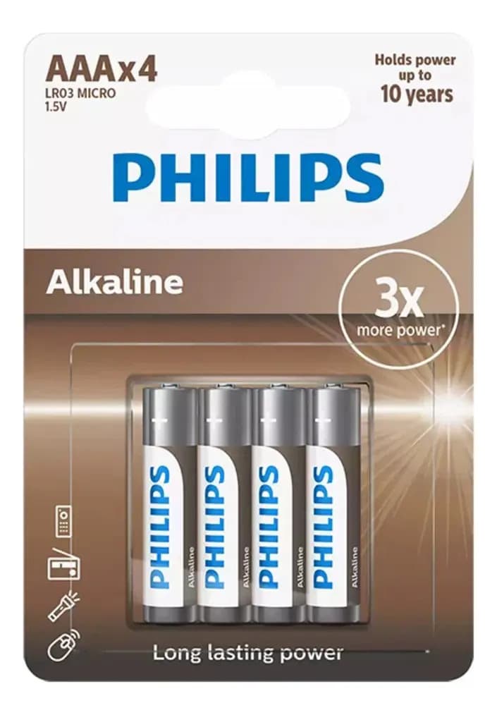 Pilas Alcalinas Aaa Philips B4 Larga Duración Blister Cerrado X 4 Unidades