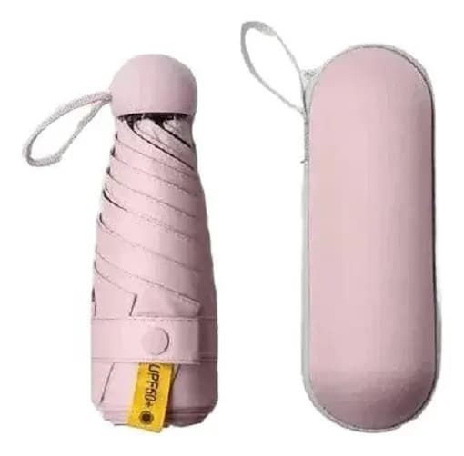 Paraguas Mini Deluxe Estuche Y Protección Uv 50+ Color Rosa Diseño de la tela Liso