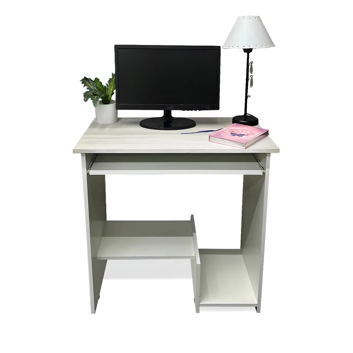 Mesa De Pc Escritorio Con Bandeja Y Estante 75x45x77 Diseños Modernos