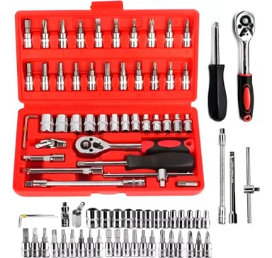 Set Caja Herramientas Juego Llave Tubo Kit 46 Piezas Estuche Color Naranja