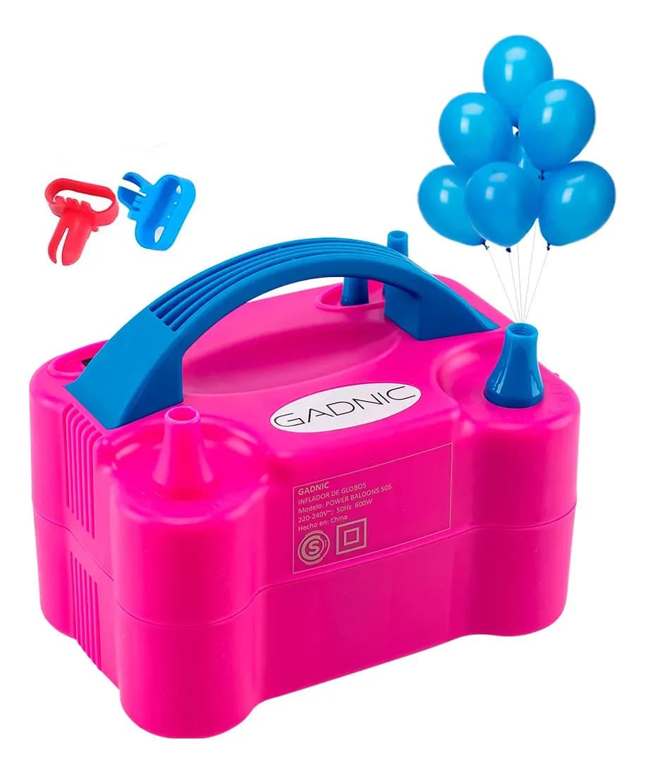 Inflador de Globos Gadnic Eléctrico 600W Doble Pico Automatico Adaptadores Para Decoracion