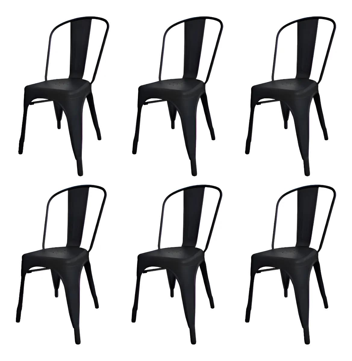 Silla de comedor DeSillas Tolix con estructura color negro mate x 6 unidades