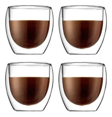 4 Tazas Vidrio Doble Pared 150ml Térmicas Benabi Apta Microondas