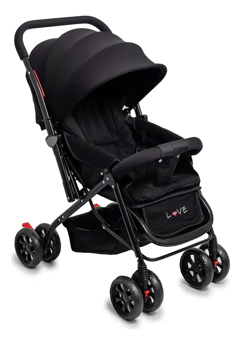 Cochecito de Paseo Love 172 Negro con Arnés de 3 Puntos y 3 Posiciones