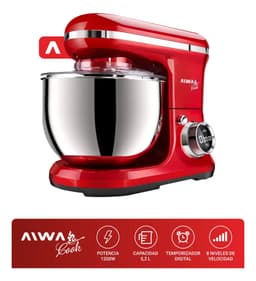 Batidora De Pie Planetaria Digital 3 En 1 Aiwa 5,2 Lts 1200w Color Rojo Frecuencia 50 Hz/60 Hz