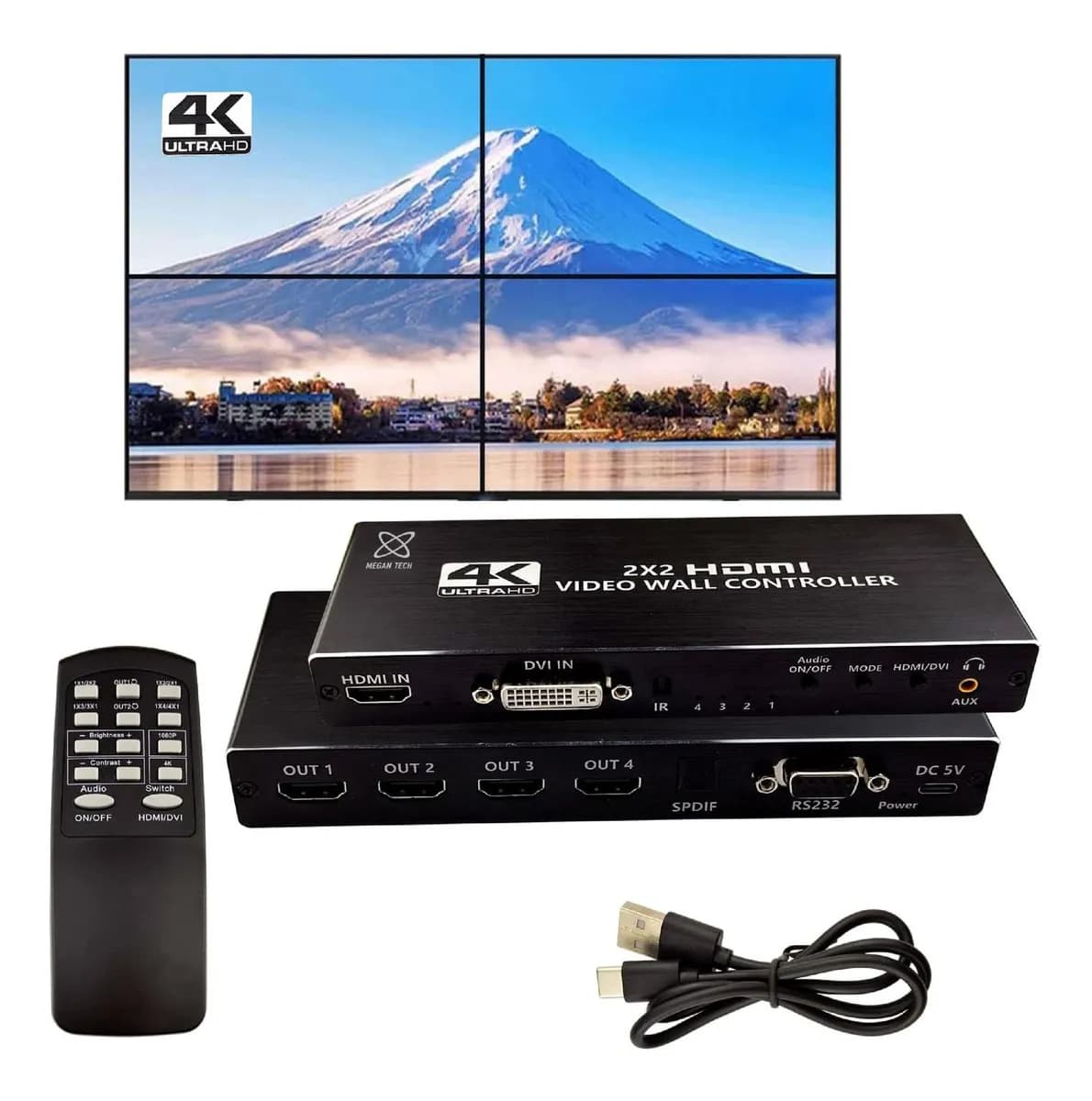 Controlador De Pantallas Video Wall 1 In 4 Out - Megan Tech