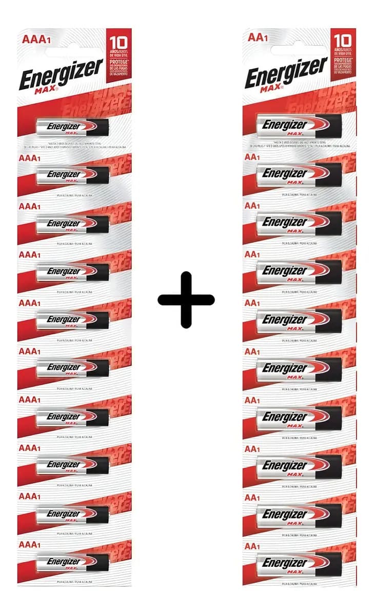 Combo Pila Alcalina Energizer Max 10 AA + 10 AAA