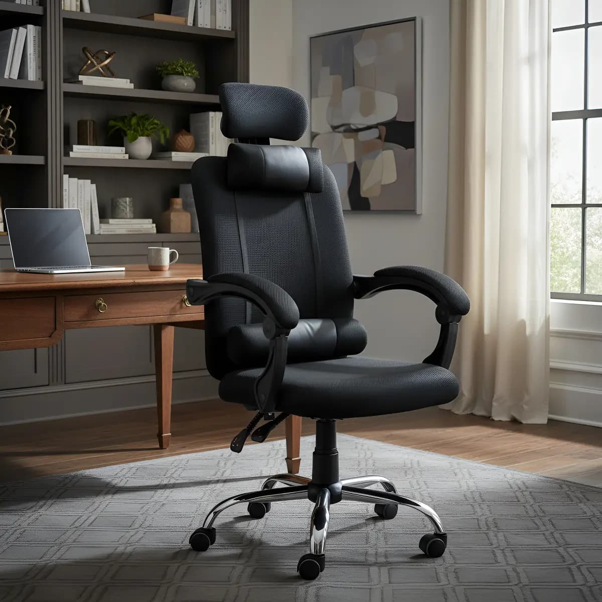 Silla de escritorio Starway WL-01 negra reclinable con almohadones
