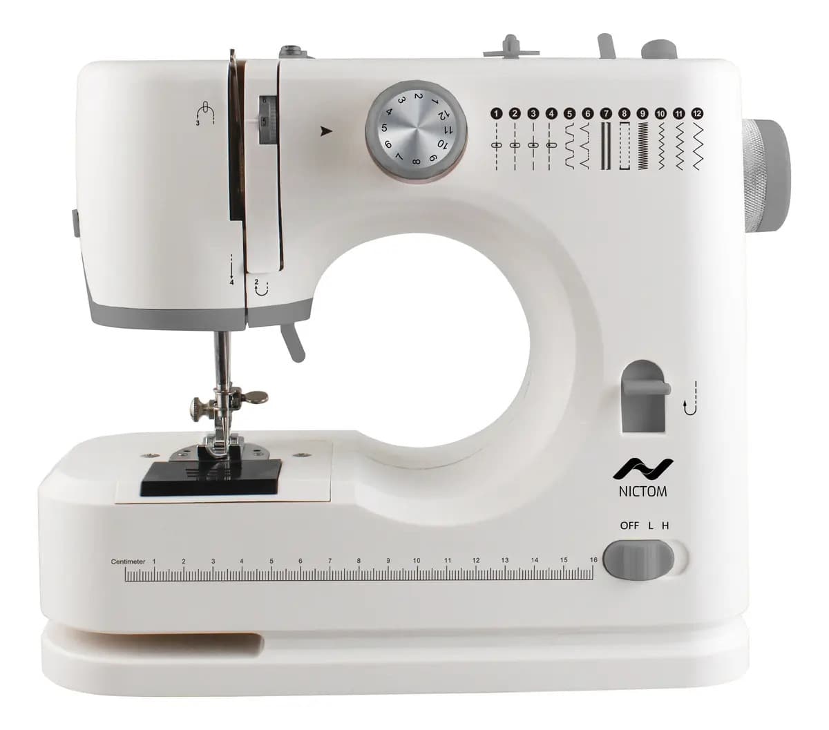 Maquina De Coser 12 Puntadas Doble Aguja Nictom Color Blanco
